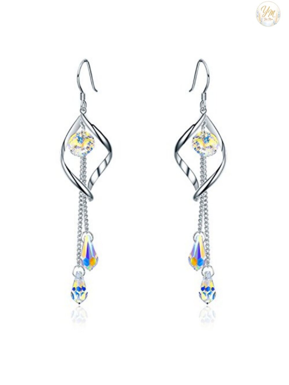 Platinum-Plated Color Change Multi-Teardrop Earrings Austrian Crystals